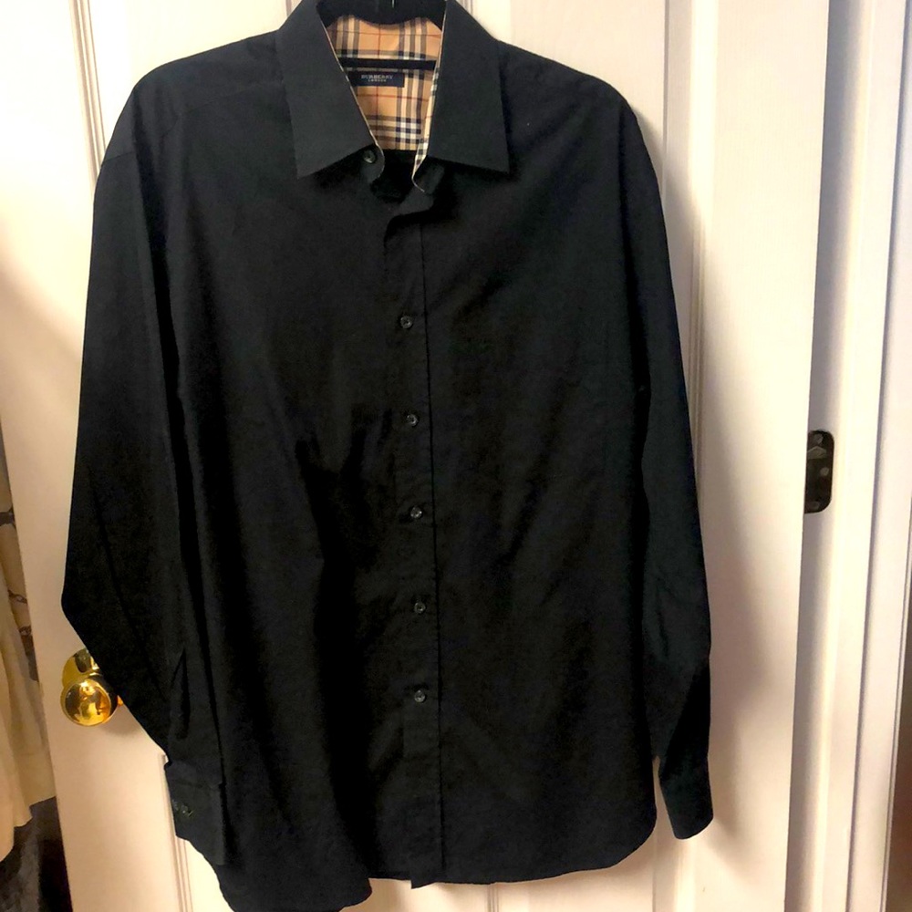 Mens black Burberry button down.